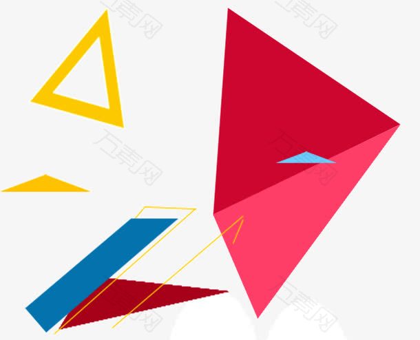 红色几何三角形漂浮元素