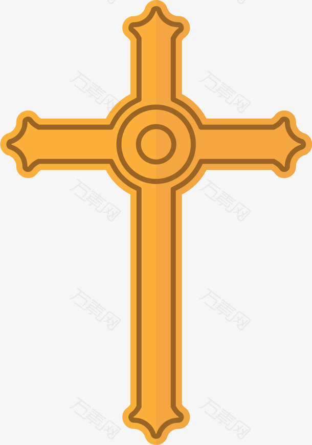 黄色花边宗教十字架