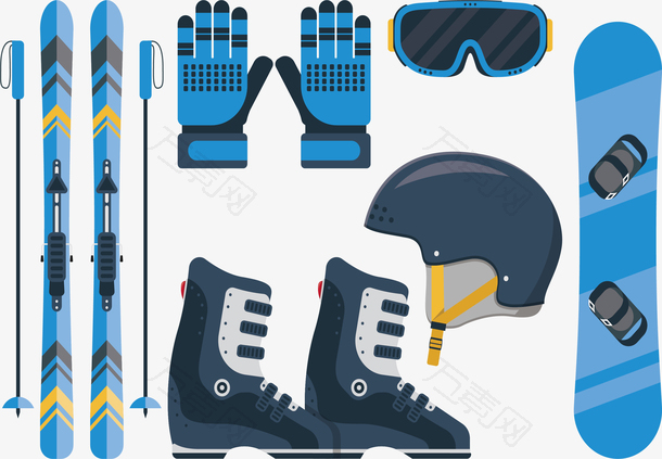 蓝色系冰雪运动工具