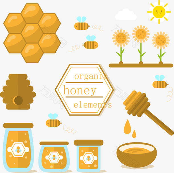 扁平化有机蜂蜜元素