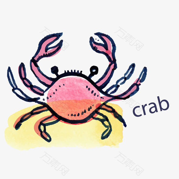 卡通可爱的螃蟹设计矢量图