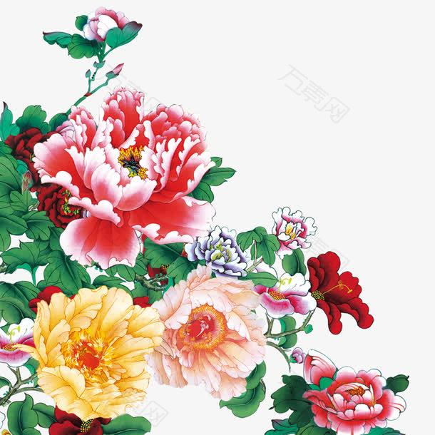 中国风牡丹花国花装饰图案