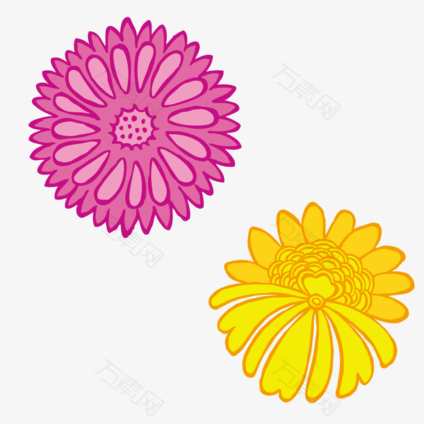 黄色的菊花和粉色的菊花图案