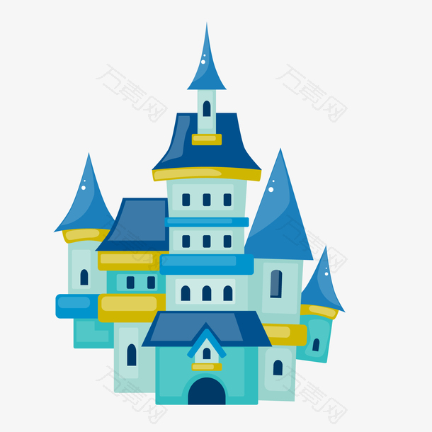 卡通蓝色的城堡设计