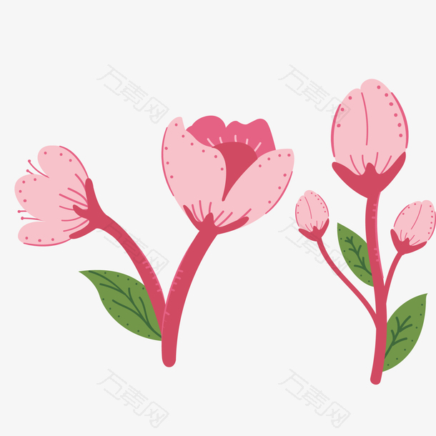 粉色樱花和花枝矢量