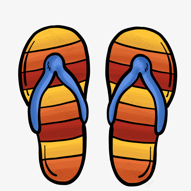 卡通彩色的沙滩拖鞋设计