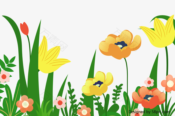 春季唯美手绘卡通鲜花