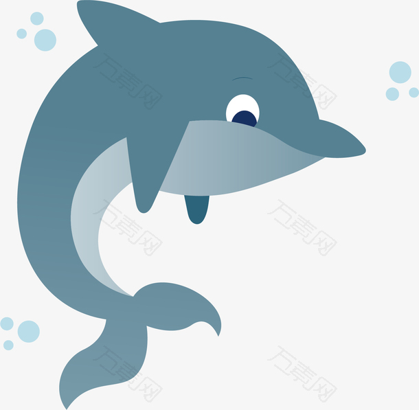 矢量图蓝色的大海豚