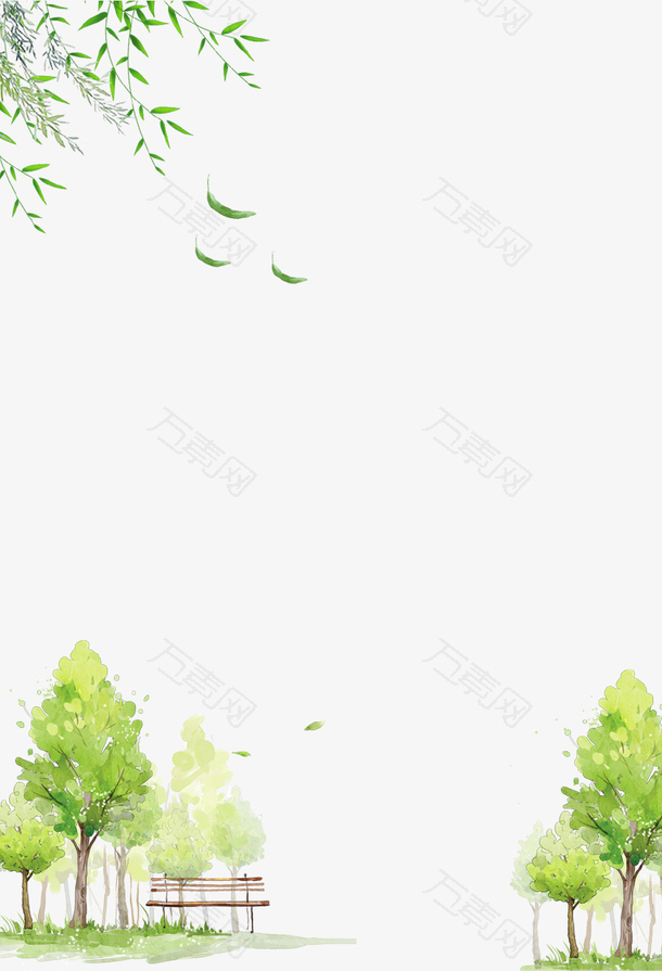 绿色清新春季树木装饰背景