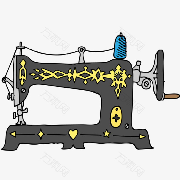 卡通复古的缝纫机设计