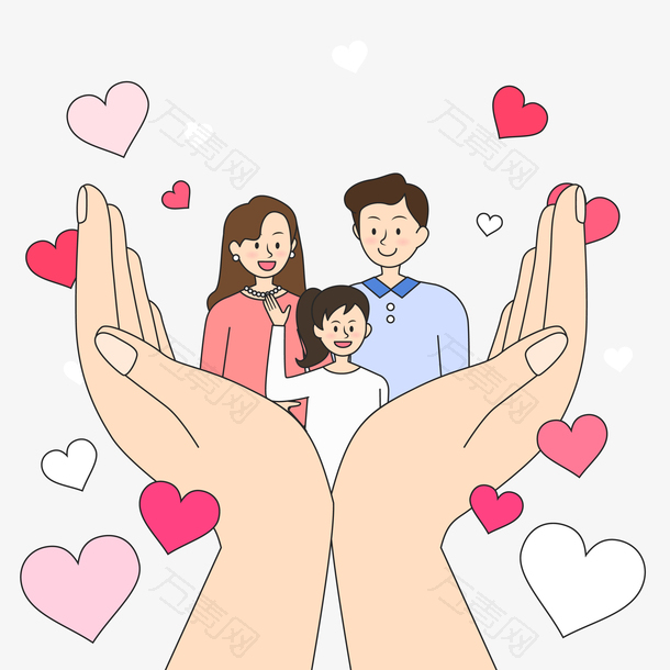 矢量卡通手绘插画幸福家庭