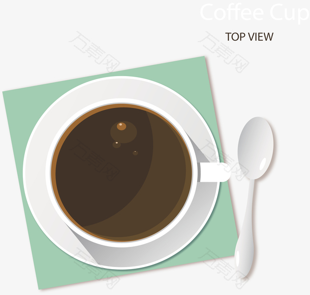 俯视视角咖啡杯子