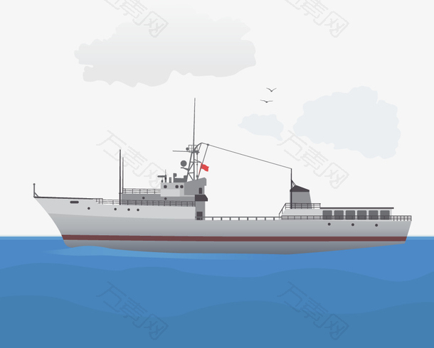 矢量海上行驶的船插图