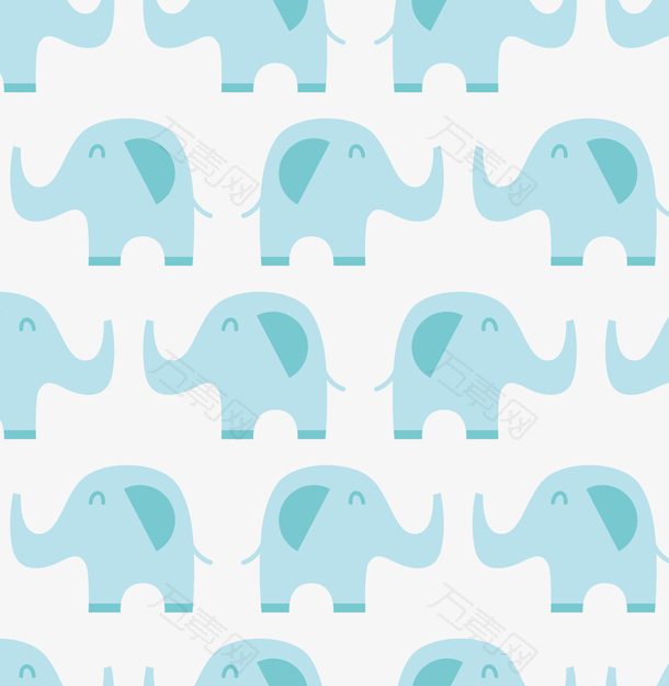 蓝色卡通大象