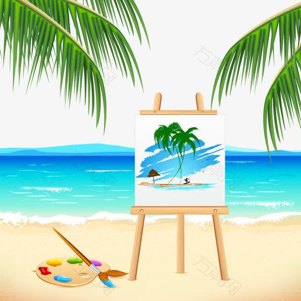 带艺术板的夏季海滩