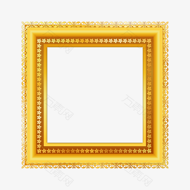 手绘金色高档相框装饰图案