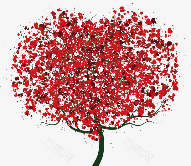 矢量红色爱心大树