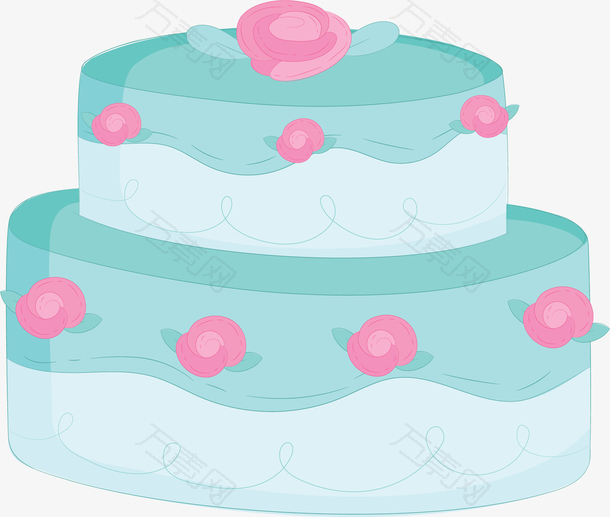 粉色花朵绿色蛋糕