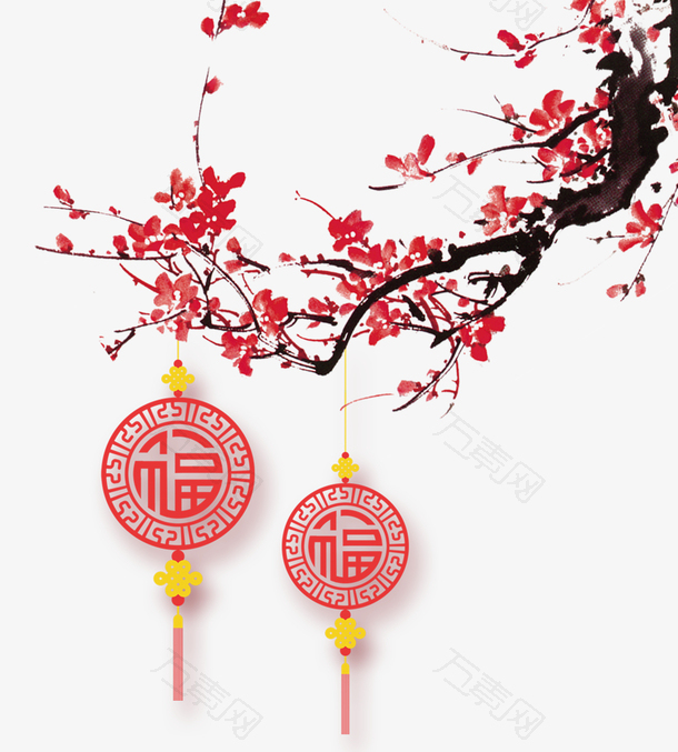 中国风红色梅花挂饰
