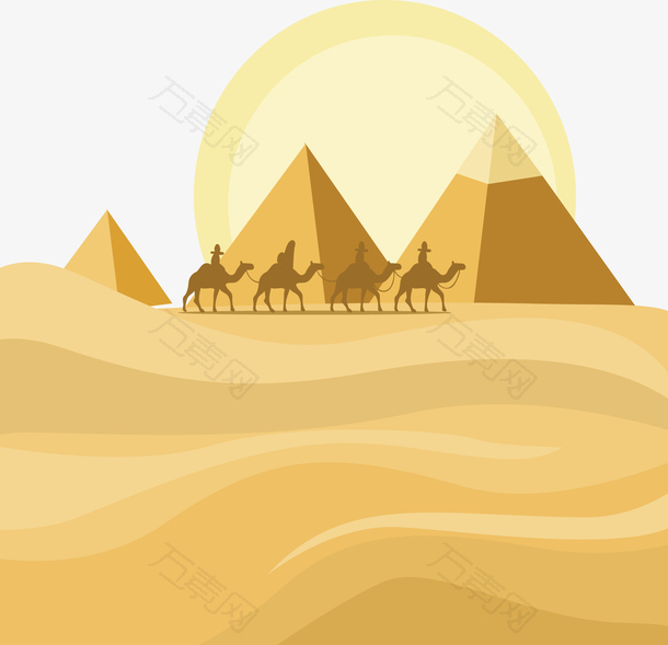 烈日下埃及骆驼队