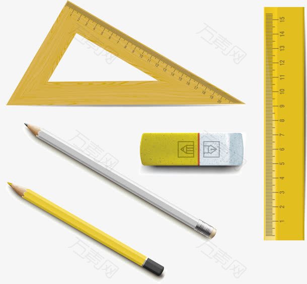 三角板尺子橡皮铅笔