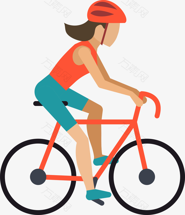 卡通骑自行车人物插画