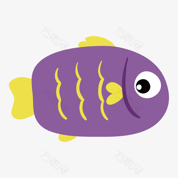 世界海洋日卡通紫色小鱼