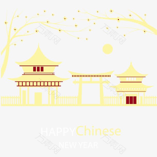 中国新年和景观矢量背景