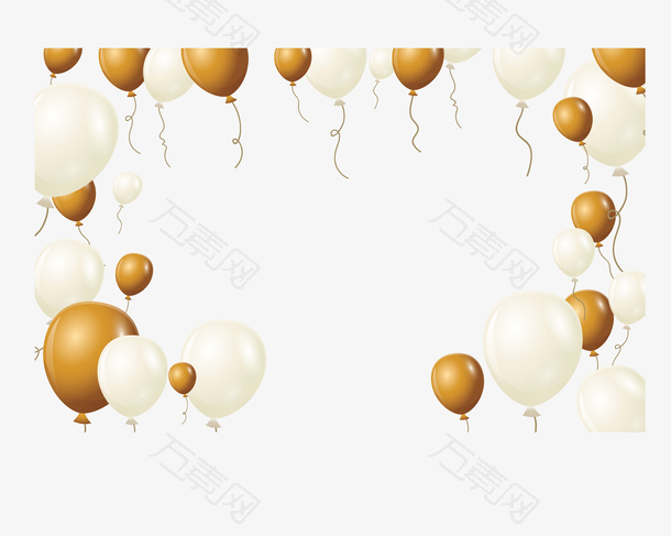 漂浮金色气球边框