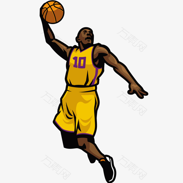 男篮球运动员投篮插画
