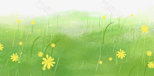 插画绿色草丛草地鲜花