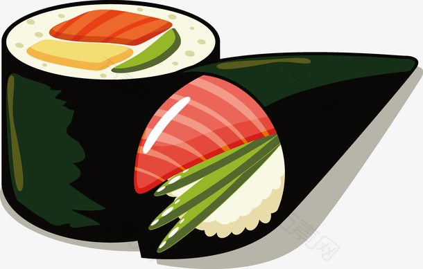 手绘矢量美味海苔寿司素材