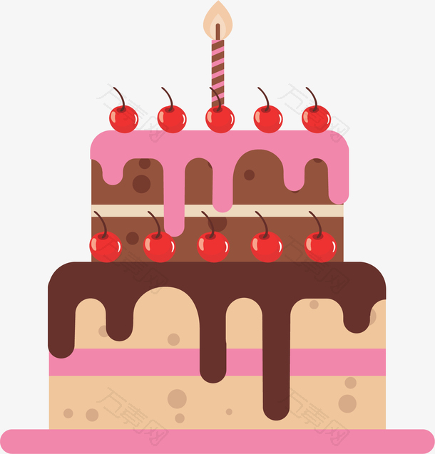 粉红奶油生日蛋糕