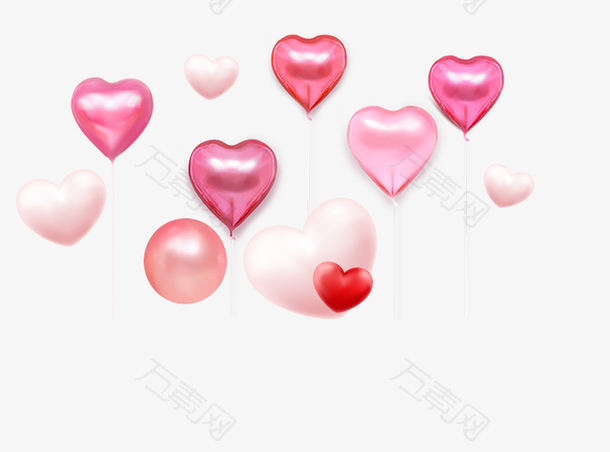 爱心粉红气球情人节漂浮装饰ps
