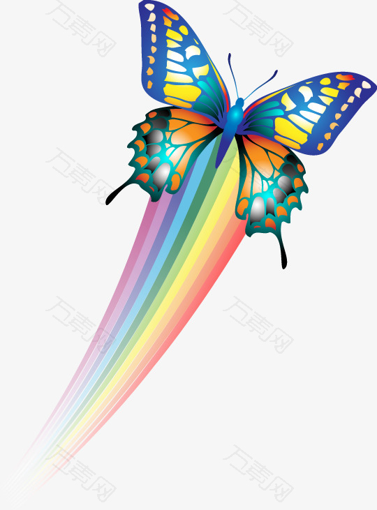 手绘彩虹彩色蝴蝶图案