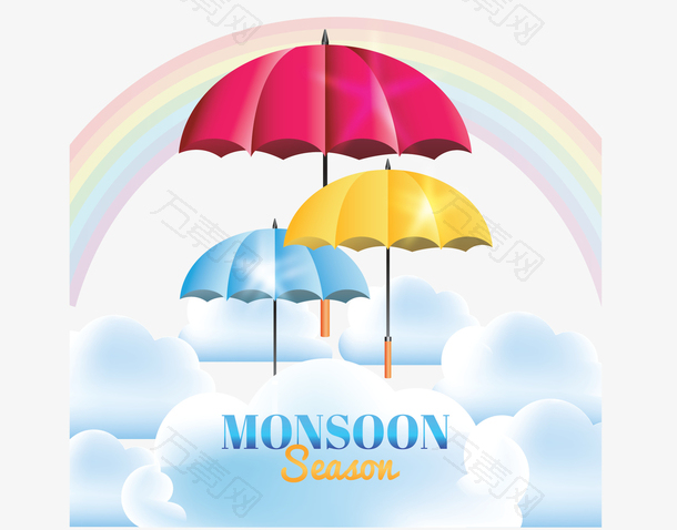 雨后彩虹彩色雨伞