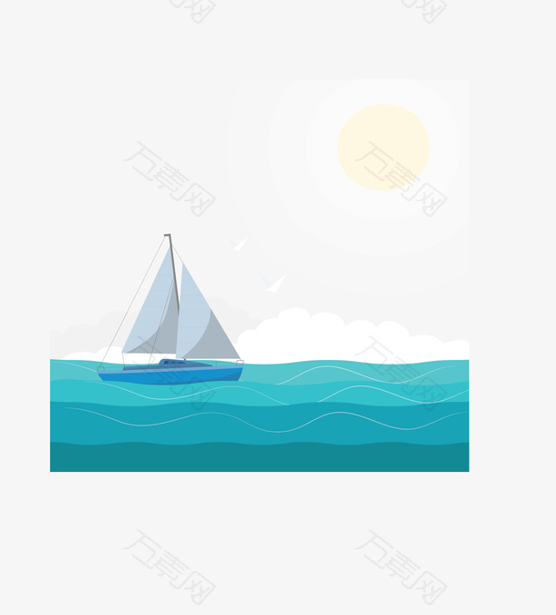 夏日海面航行的帆船