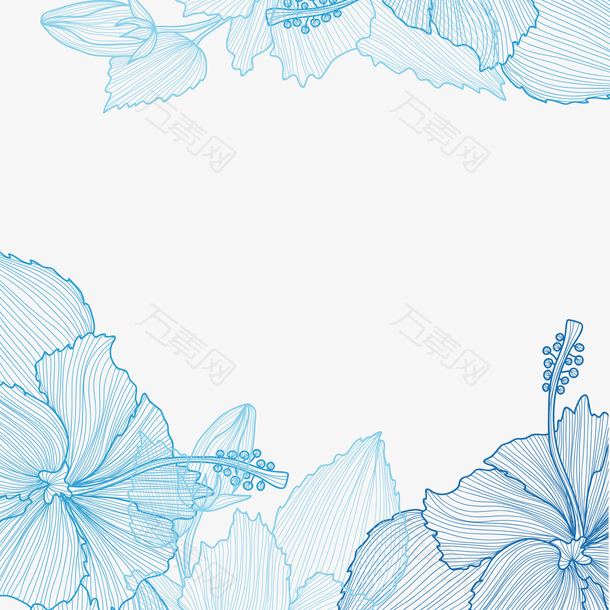 母亲节蓝色花朵装饰几何背景
