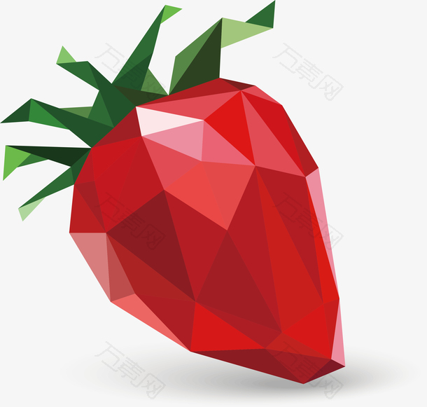 低多边形几何矢量水果草莓素材