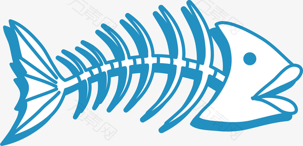 鱼尾矢量卡通鱼骨