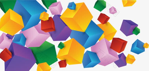 抽象炫彩几何立体块方块