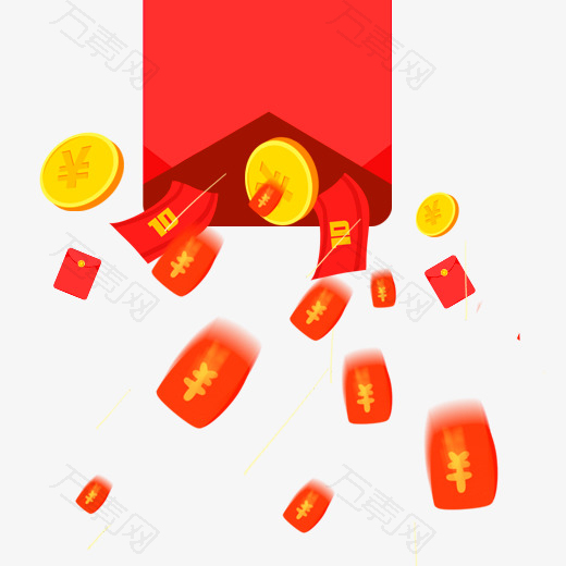 红色红包雨金币元素