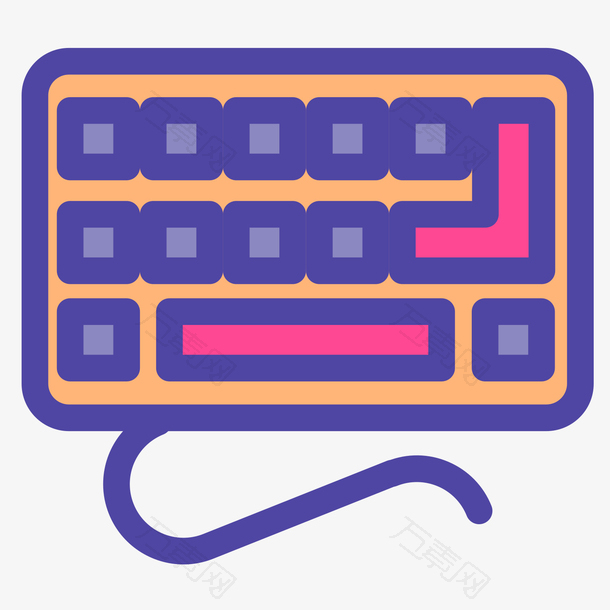 紫色手绘圆角键盘元素