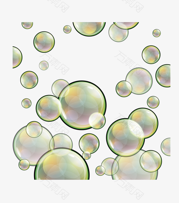多个精致逼真的透明水泡泡矢量图