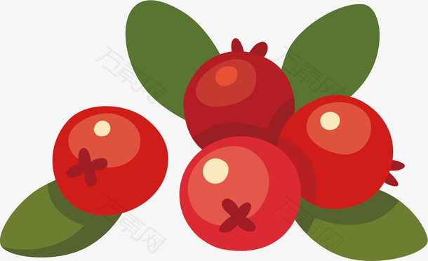 矢量图水彩红色果子