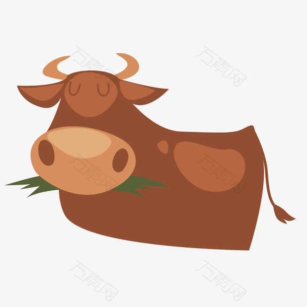 棕色欧美野牛吃草
