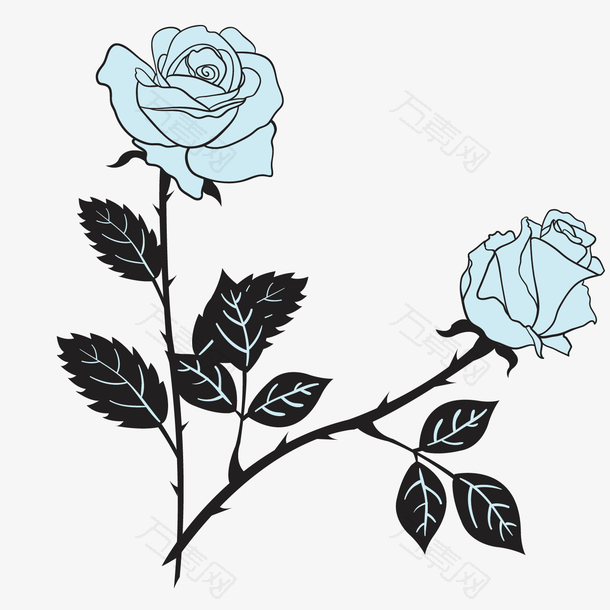 卡通蓝色玫瑰花设计