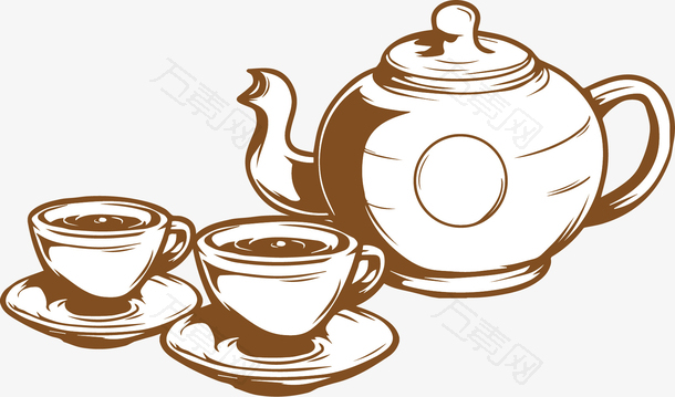 茶杯茶壶矢量风格