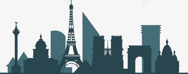 巴黎城市建筑剪影矢量素材
