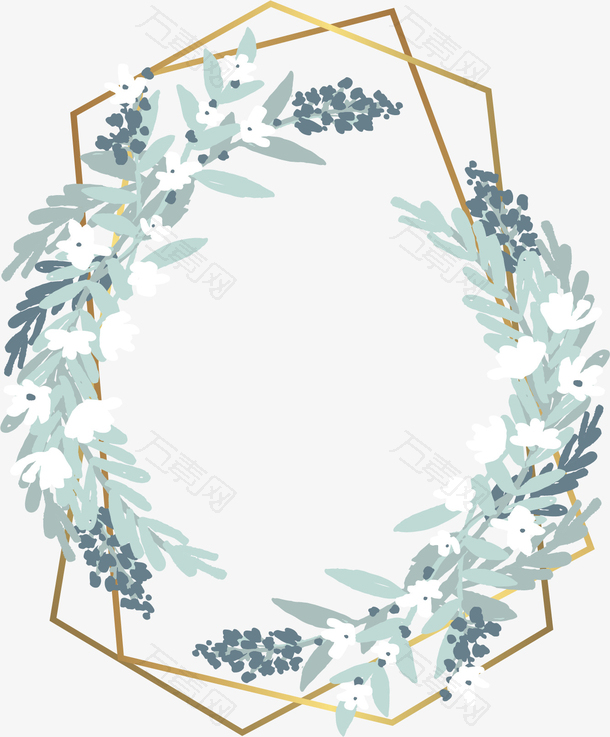 蓝色树叶婚礼花环